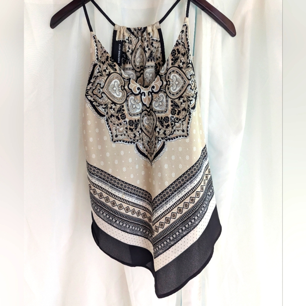 Elegant Beige and Black Women's Top
